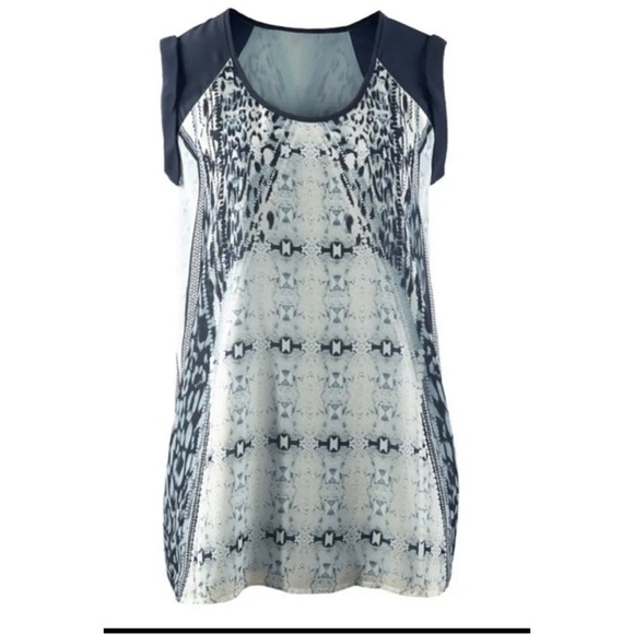 Cabi Sleeveless Reptile Snakeskin Print Tunic Top Blouse Chiffon Line Women Sz S - Picture 4 of 12